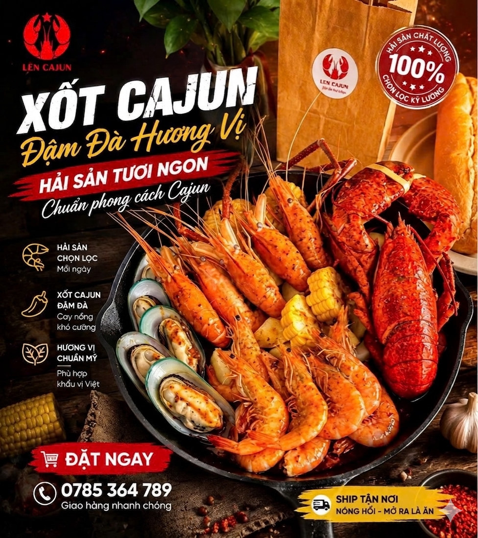 Len Cajun - Xốt Cajun Đậm Đà Hương Vị, Hải Sản Tươi Ngon Chuẩn Phong Cách Cajun